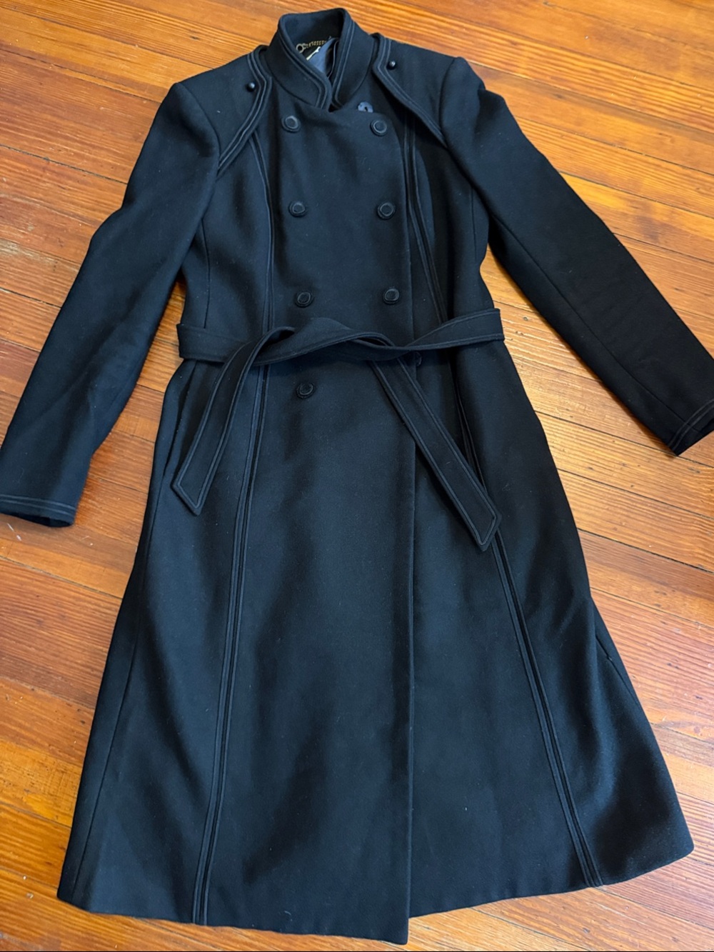 Authentic 3.1 Phillip Lim Black Double-Breasted Wool Blend Long Coat